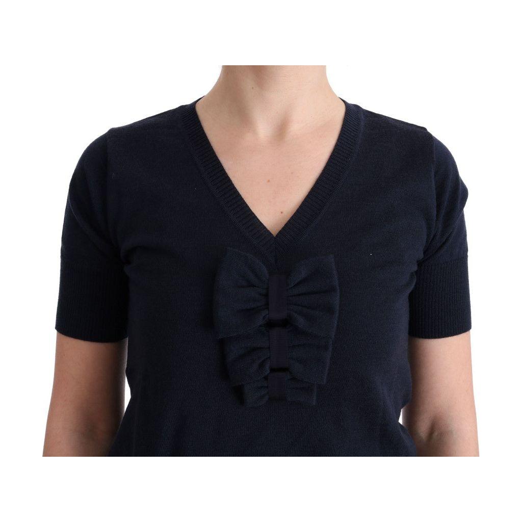 MARGHI LO' Elegant Blue Wool Top - Chic Everyday Elegance MARGHI LO'