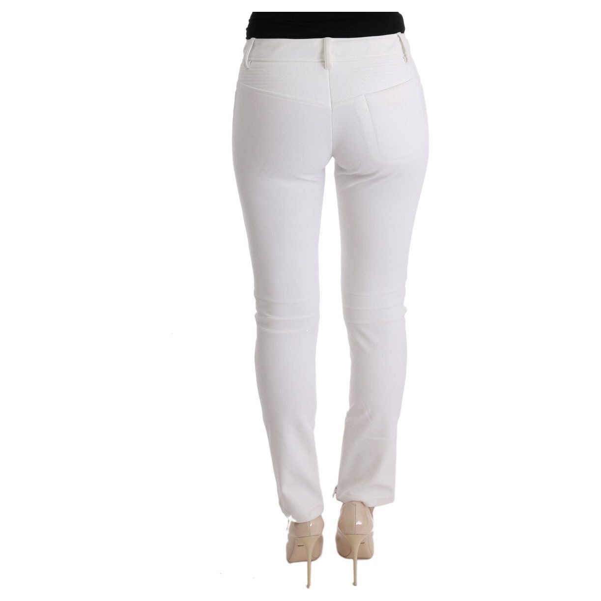 Ermanno Scervino Chic White Slim Fit Cotton Trousers Ermanno Scervino