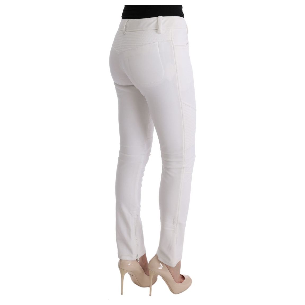 Ermanno Scervino Chic White Slim Fit Cotton Trousers Ermanno Scervino