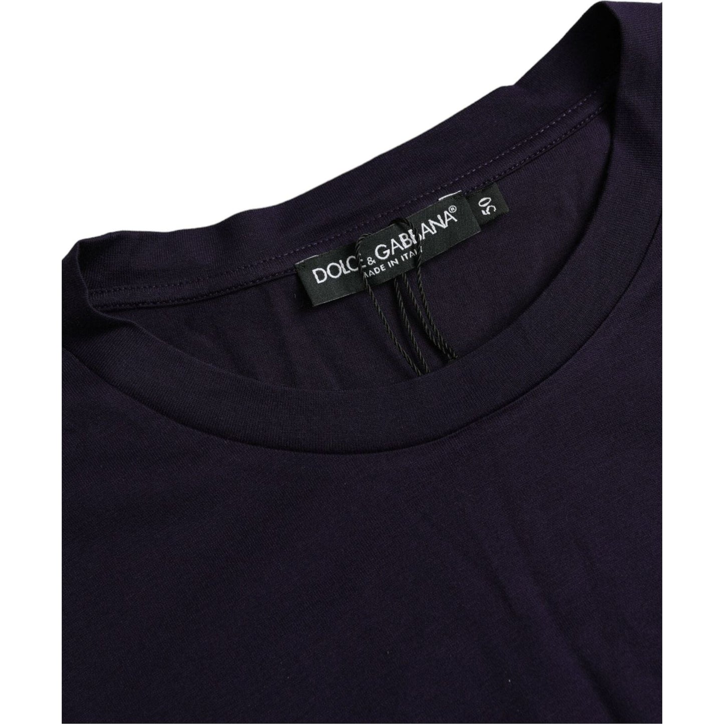 Dolce & Gabbana Purple Logo Patch Short Sleeve Cotton T-shirt Dolce & Gabbana