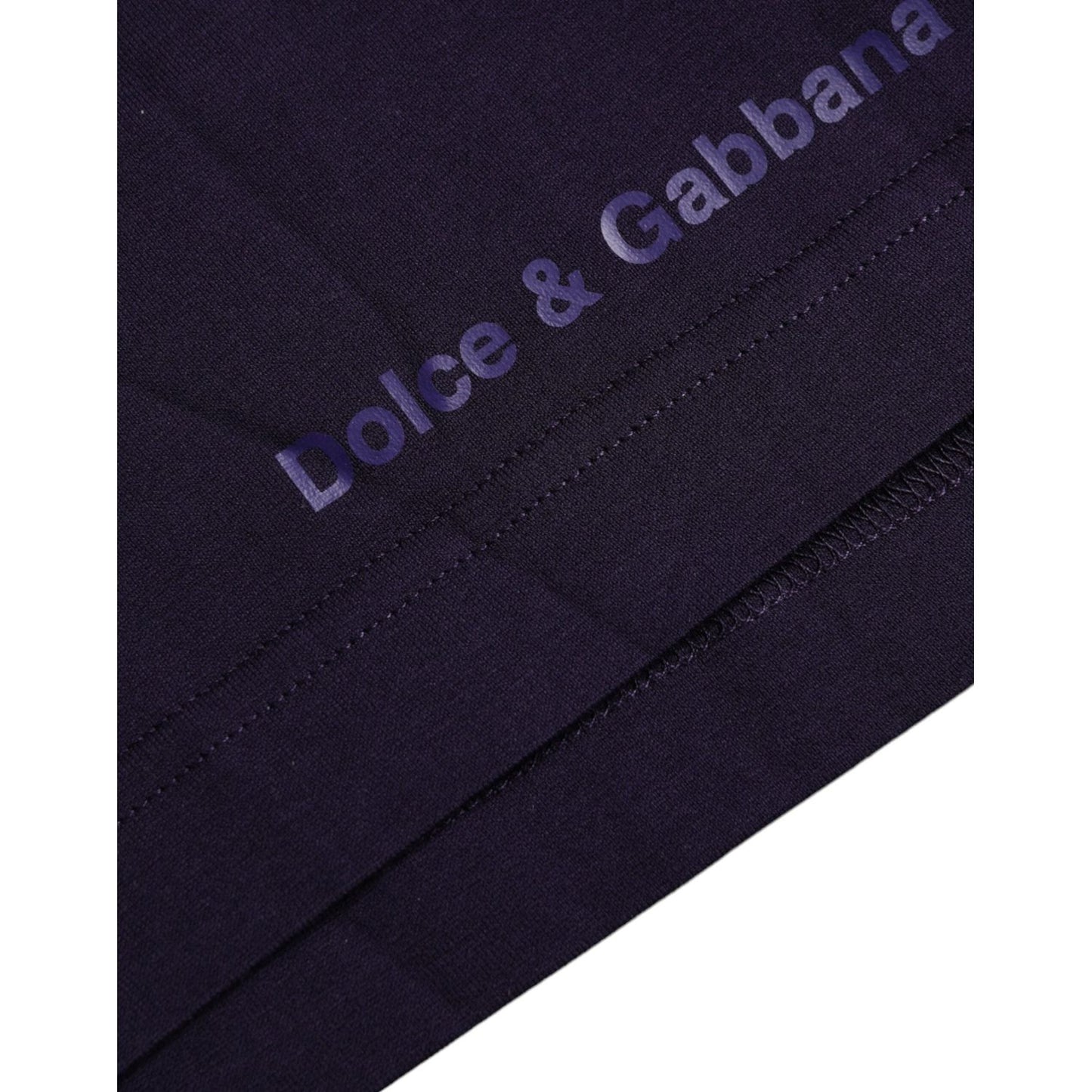 Dolce & Gabbana Purple Logo Patch Short Sleeve Cotton T-shirt Dolce & Gabbana