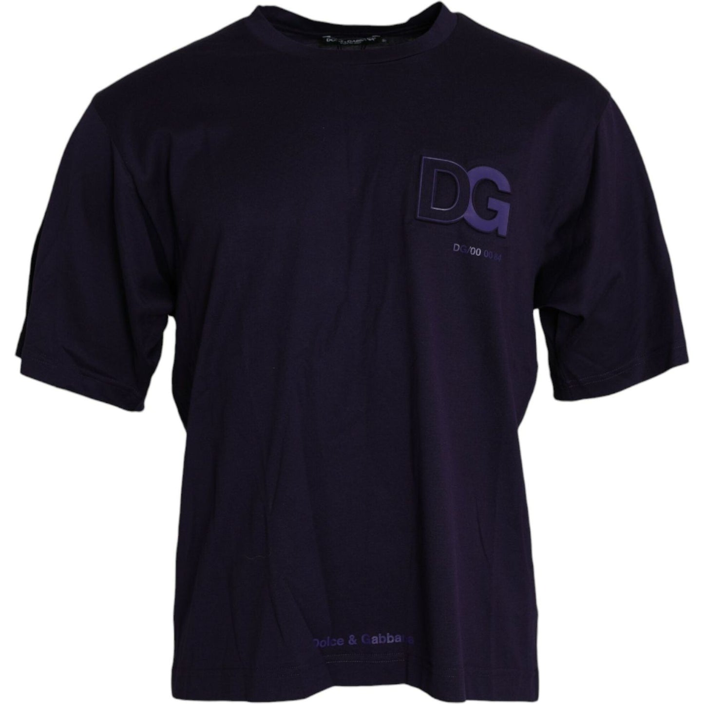 Dolce & Gabbana Purple Logo Patch Short Sleeve Cotton T-shirt Dolce & Gabbana