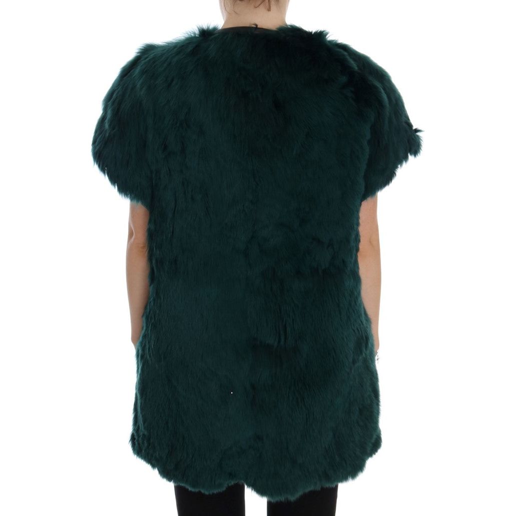 Dolce & Gabbana Exquisite Green Alpaca Fur Long Vest Dolce & Gabbana