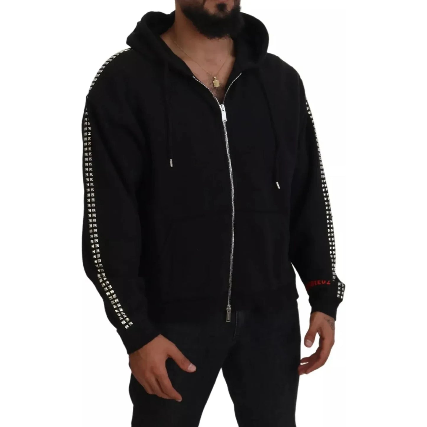 Dsquared² Black Embellished Full Zip Hooded Sweater Dsquared²