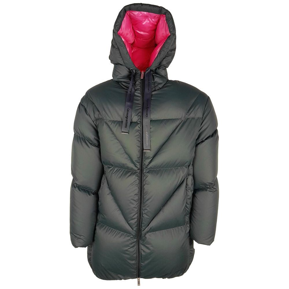 Centogrammi Elegant Fuchsia-Lined Grey Down Duvet Jacket Centogrammi