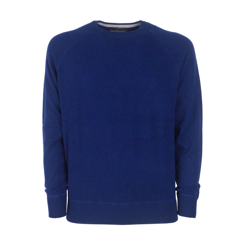 Emilio Romanelli Blue Cashmere Men Sweater Emilio Romanelli