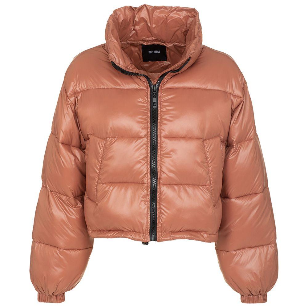 Imperfect Chic Pink Polyamide Short Down Jacket Imperfect