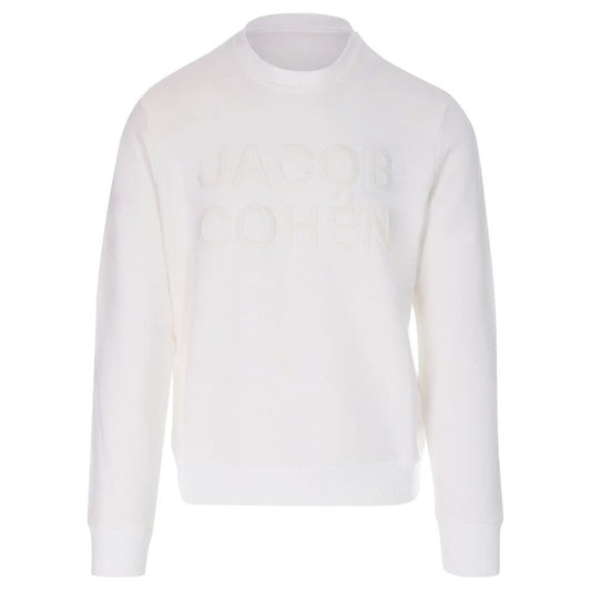 Jacob Cohen White Cotton Men's Sweater Jacob Cohen