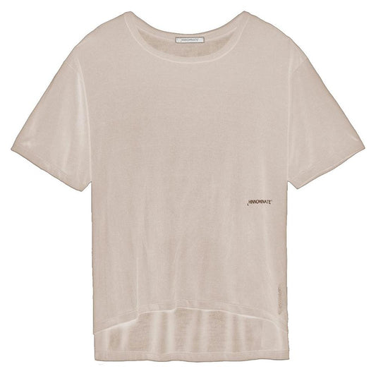 Hinnominate Beige Modal Women Oversized T-Shirt Hinnominate