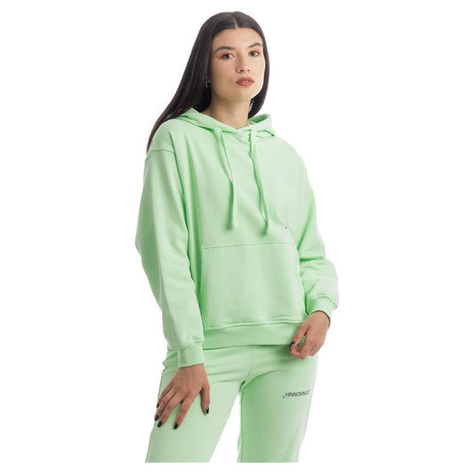 Hinnominate Chic Green Cotton Hooded Sweatshirt Hinnominate