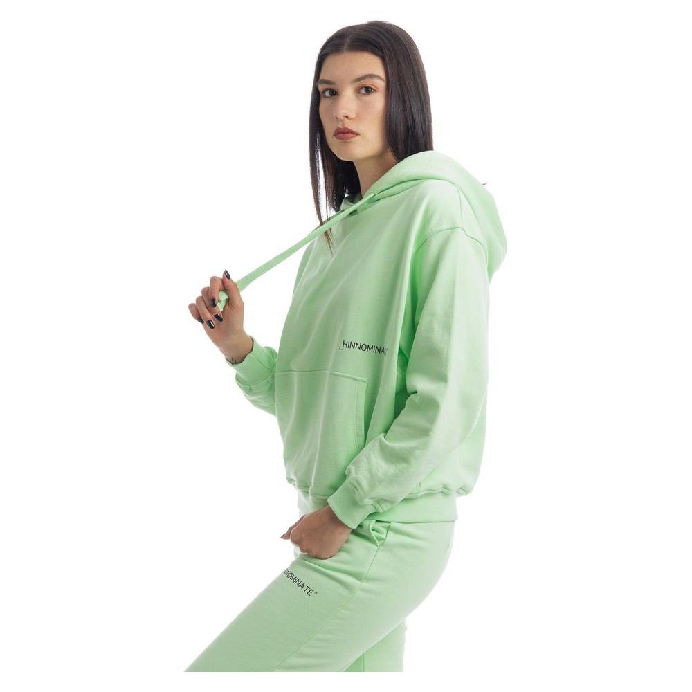 Hinnominate Chic Green Cotton Hooded Sweatshirt Hinnominate