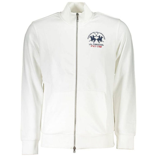 La Martina White Cotton Men Sweater La Martina