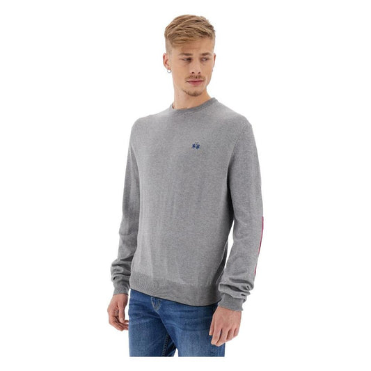 La Martina Embroidered Logo Cotton Crew Neck Sweater La Martina