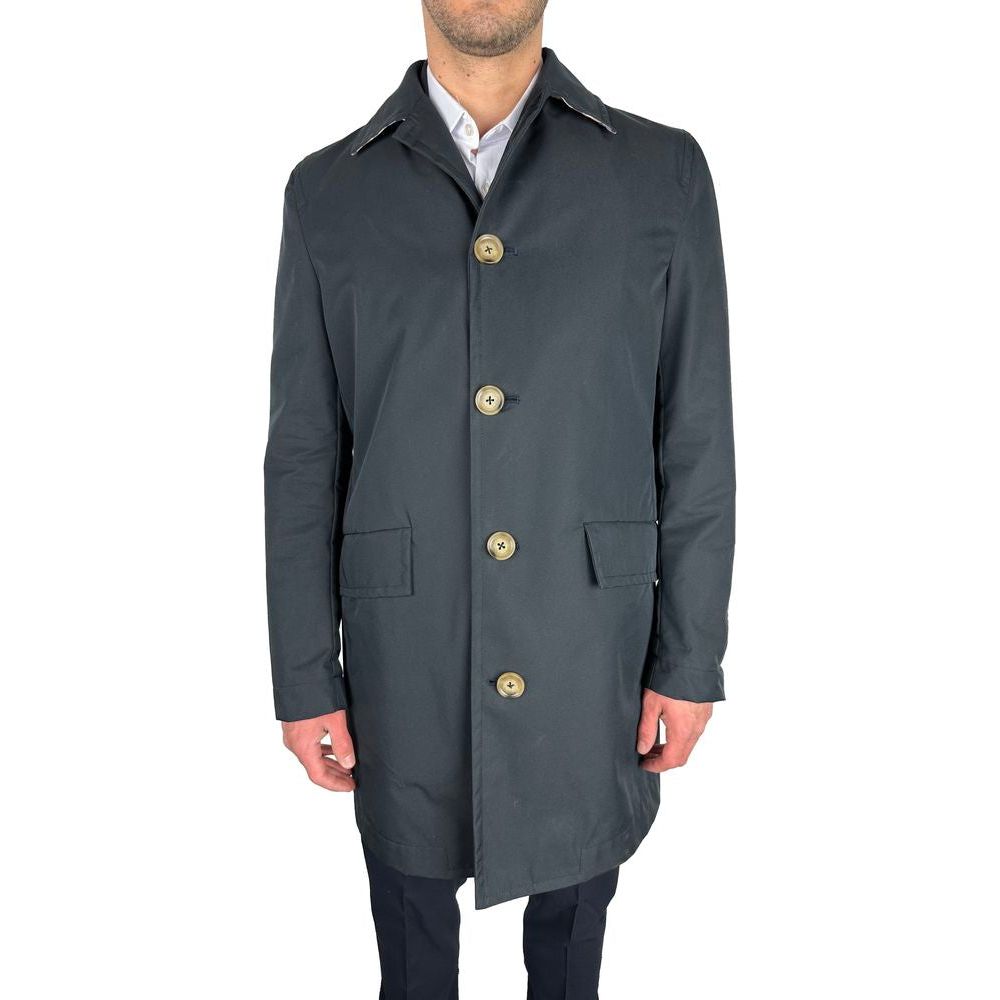 Aquascutum Elegant Navy Blue Single-Breasted Trench Coat Aquascutum