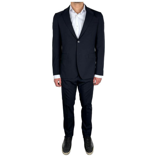 Aquascutum Blue Wool Men's Italian Crafted Suit Aquascutum