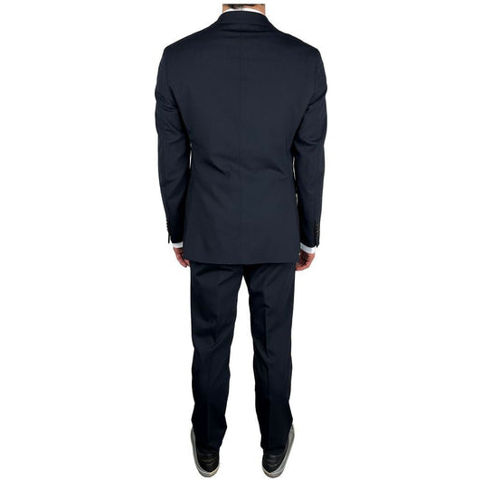 Aquascutum Blue Wool Men's Italian Crafted Suit Aquascutum