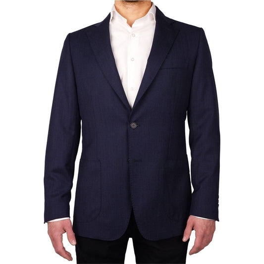 Made in Italy Blue Wool Vergine Blazer Made in Italy