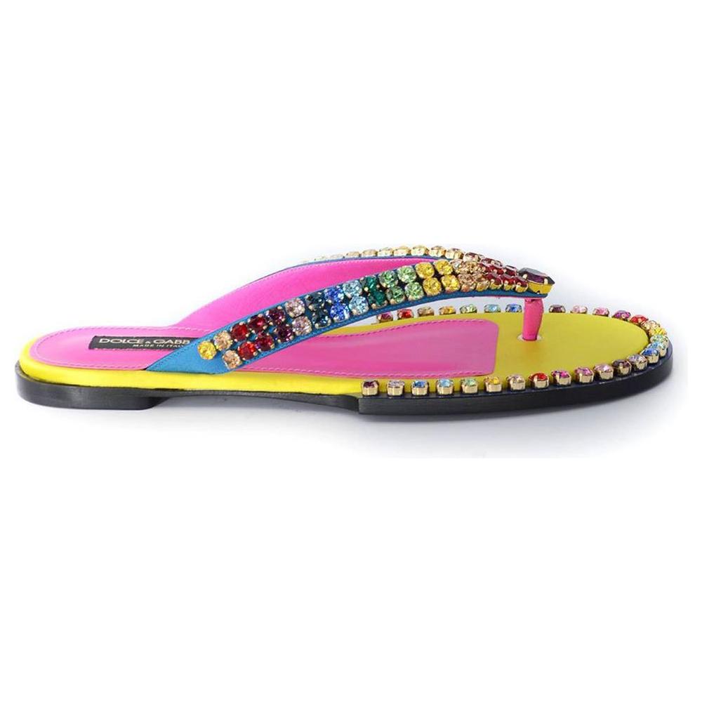 Dolce & Gabbana Crystal Embellished Silk Blend Flip-Flops Dolce & Gabbana