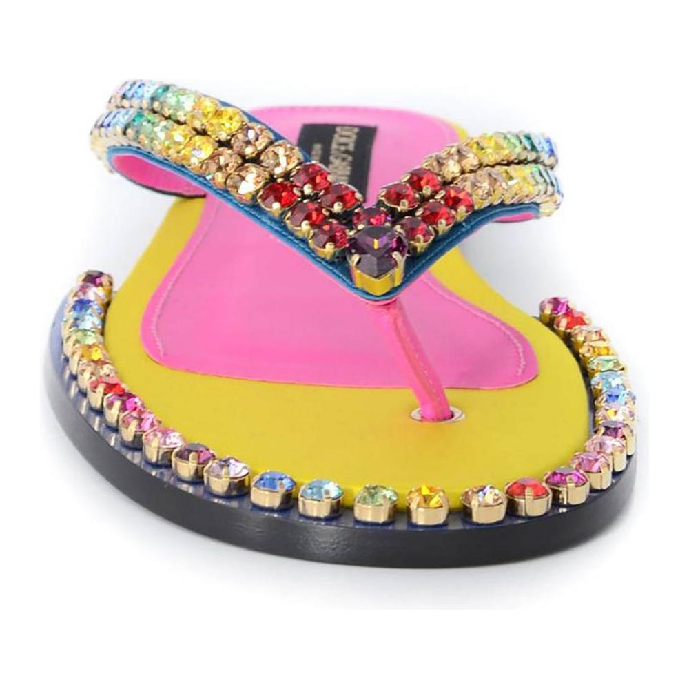 Dolce & Gabbana Crystal Embellished Silk Blend Flip-Flops Dolce & Gabbana