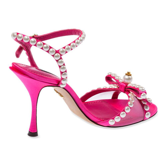 Dolce & Gabbana Elegant Fuchsia Sandals with Pearl Details Dolce & Gabbana