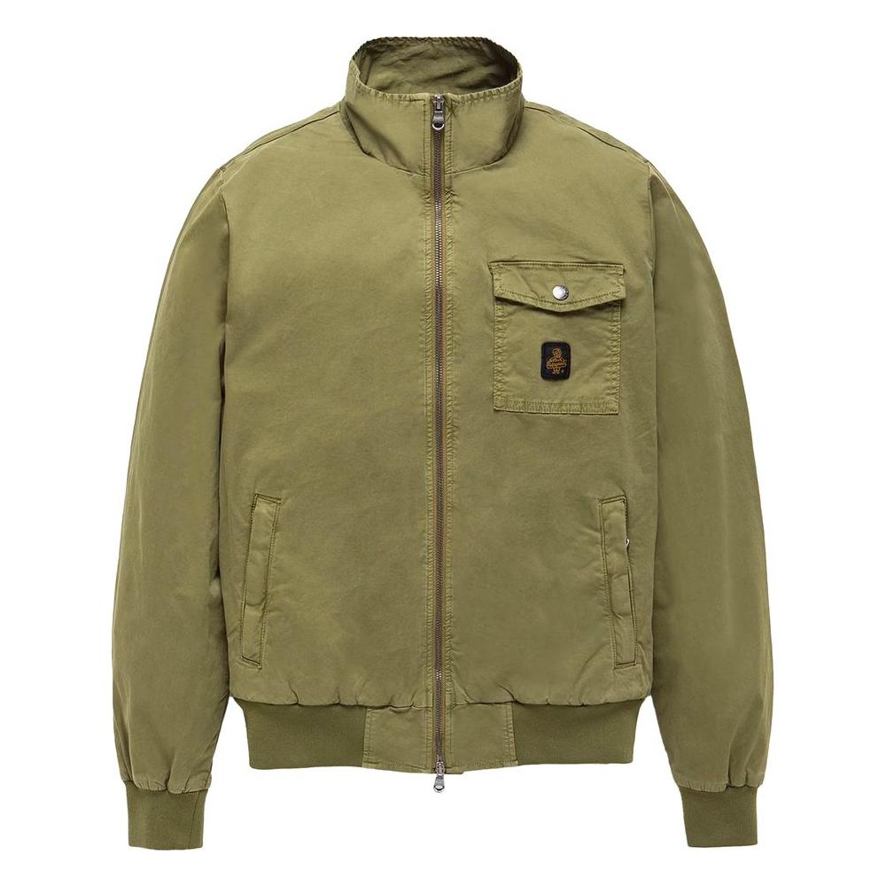 Refrigiwear Elegant Green Cotton Bomber Jacket for Men Refrigiwear