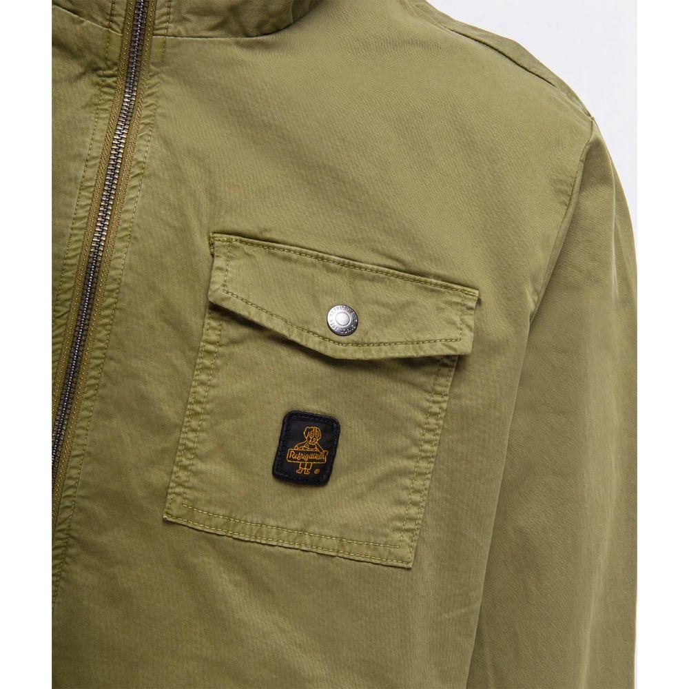 Refrigiwear Elegant Green Cotton Bomber Jacket for Men Refrigiwear