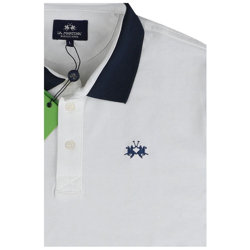 La Martina Elegant Embroidered White Jersey Polo Shirt La Martina