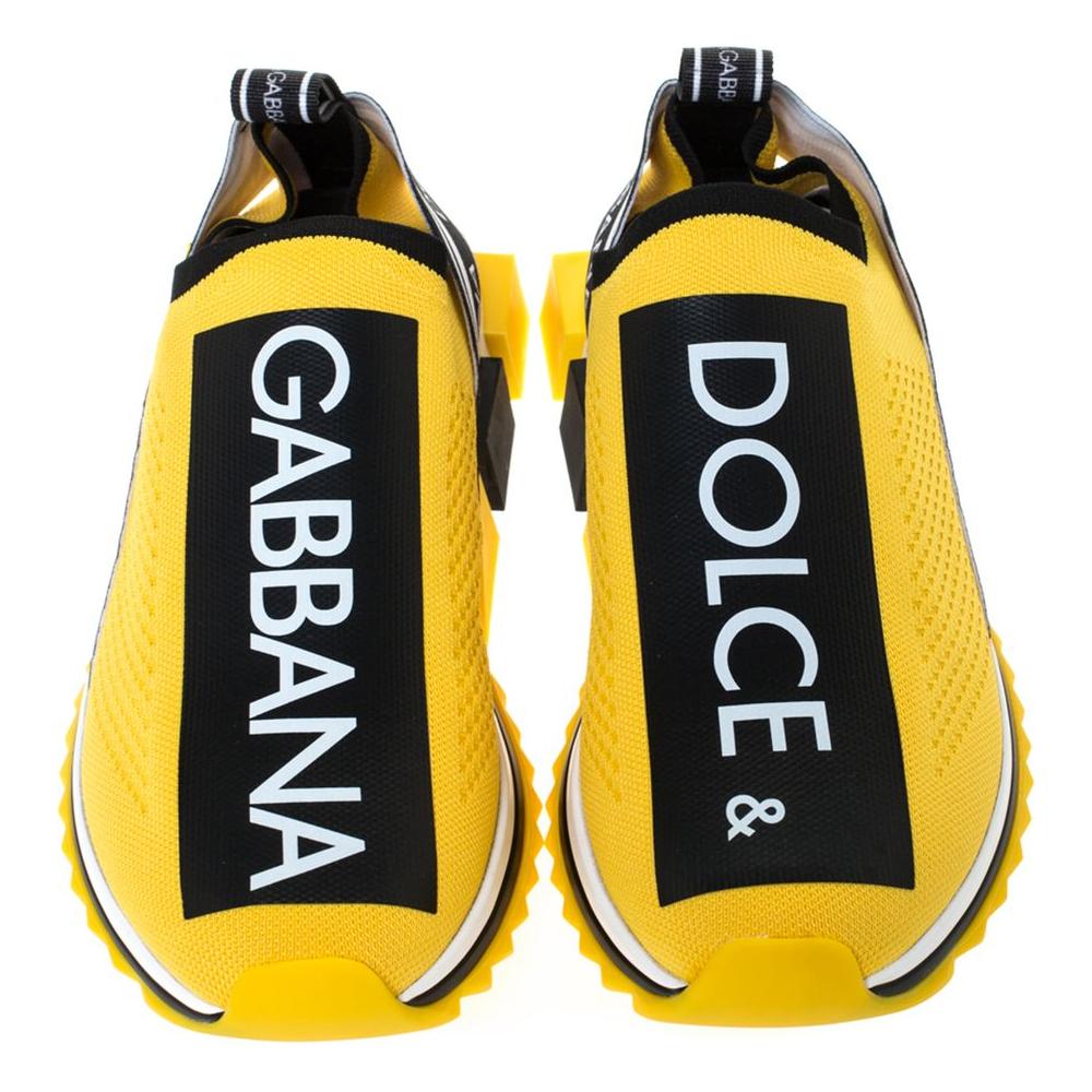 Dolce & Gabbana Chic Logo-Print Stretch Sneakers in Vibrant Yellow Dolce & Gabbana