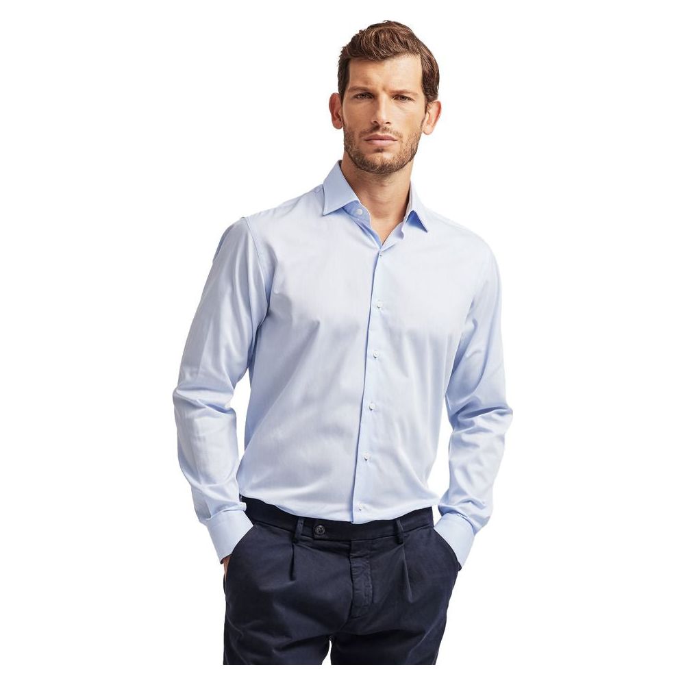 Ballantyne Light Blue Cotton Men Shirt Ballantyne