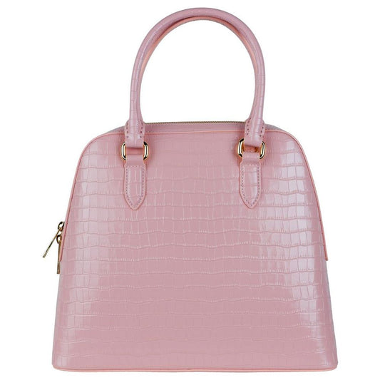 Baldinini Trend Elegant Pink Python-Print Calfskin Handbag Baldinini Trend