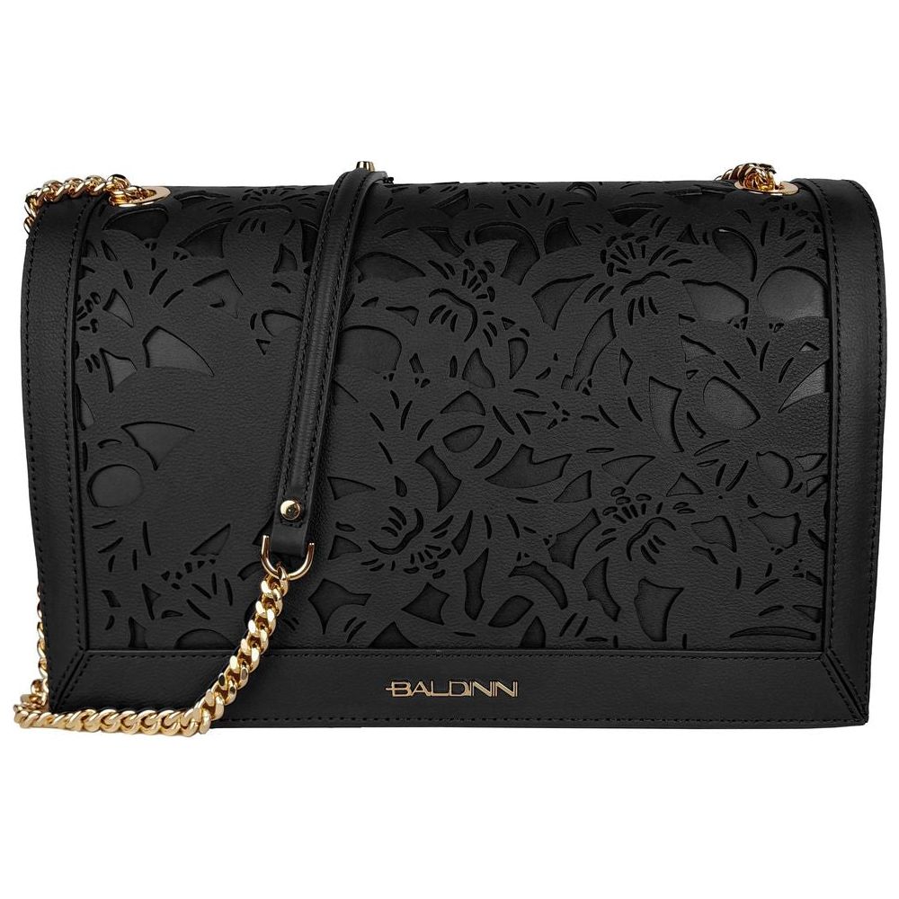 Baldinini Trend Black Calfskin Women Crossbody Bag Baldinini Trend