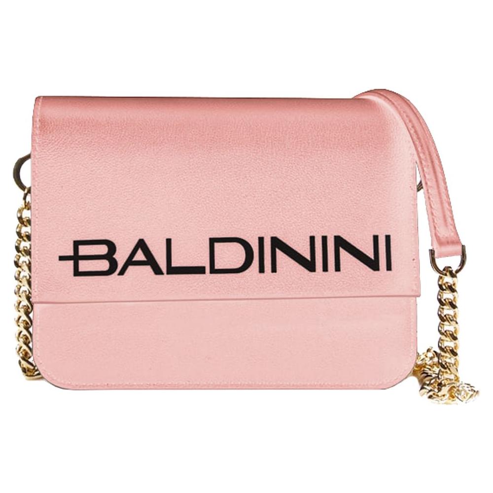 Baldinini Trend Elegant Pink Calfskin Handbag with Chain Strap Baldinini Trend