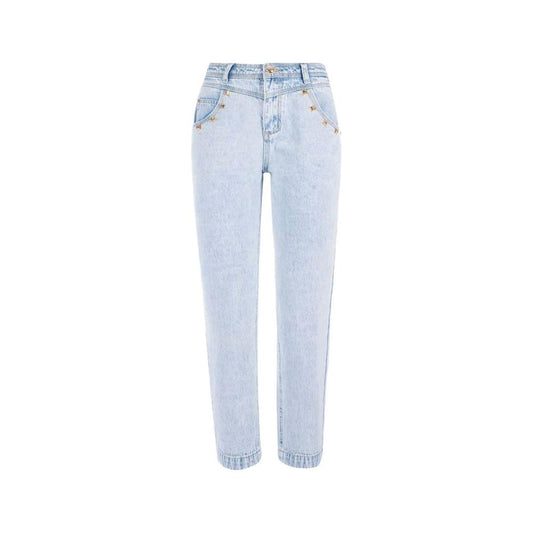 Yes Zee Light Blue Cotton Women High-Waisted Jean Yes Zee