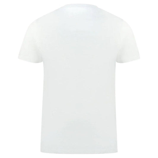 Aquascutum Classic White Cotton Logo Tee with Flag Detail Aquascutum