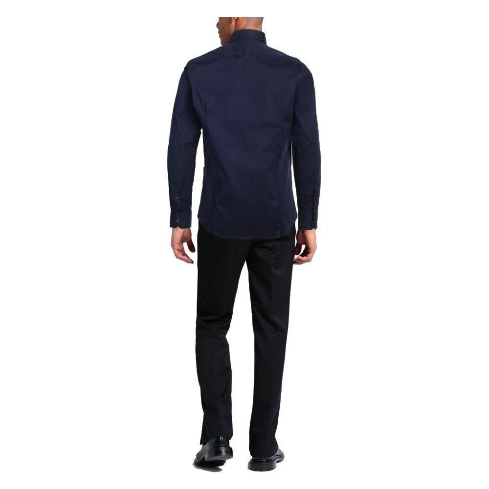 Aquascutum Elegant Blue Cotton Logo Shirt Aquascutum