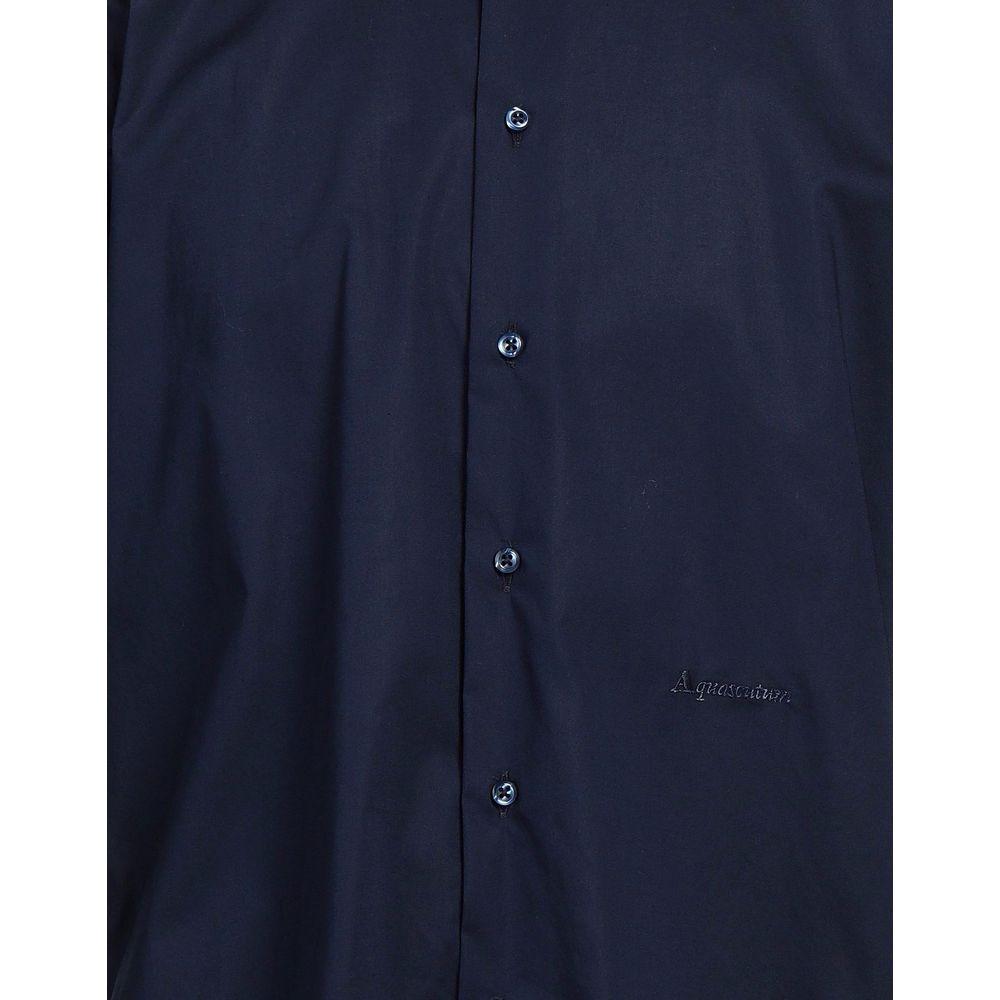 Aquascutum Elegant Blue Cotton Logo Shirt Aquascutum