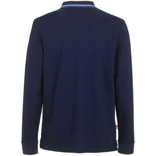 Fred Mello Chic Blue Cotton Long-Sleeved Polo Fred Mello