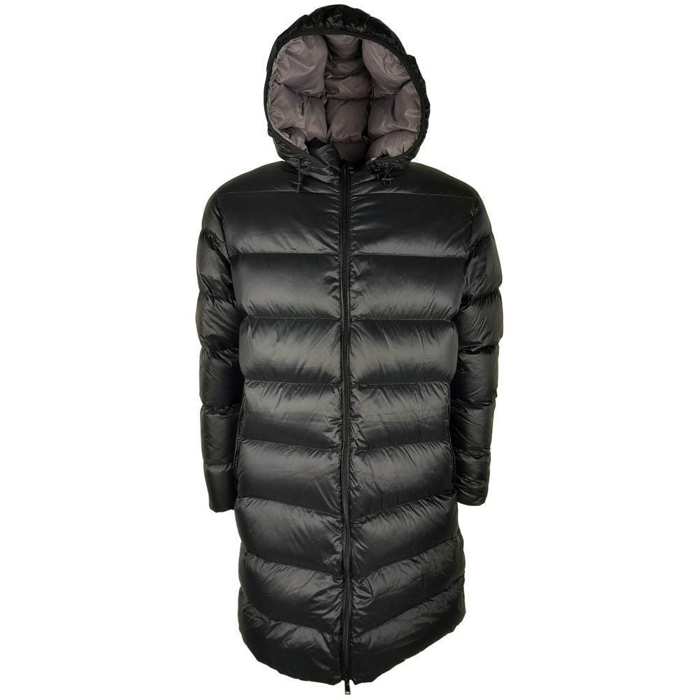 Centogrammi Sleek Black Nylon Down Jacket with Hood