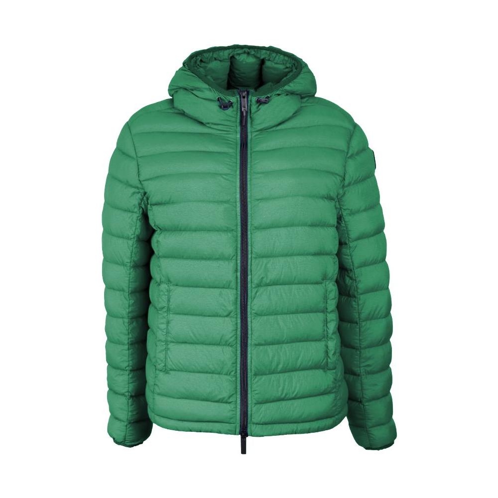 Centogrammi Chic Hooded Down Nylon Jacket in Lush Green Centogrammi