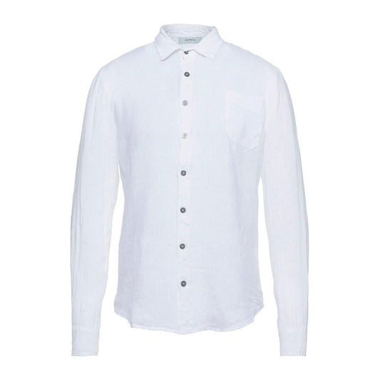 Alpha Studio Elegant White Linen Shirt for Men Alpha Studio