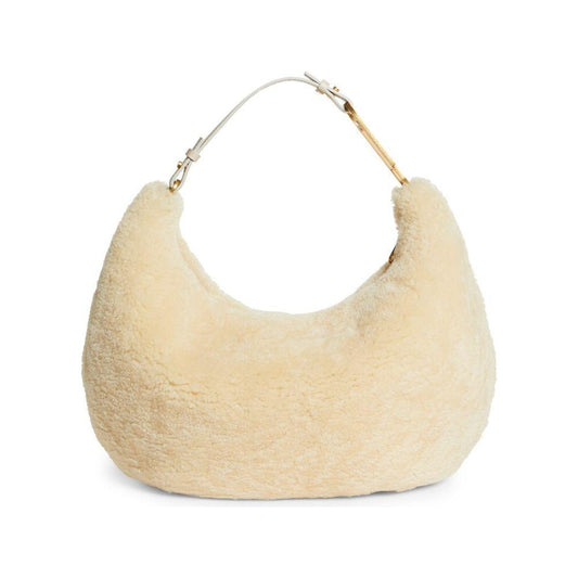 Off-White Cream Shearling Wool Chic Shoulder Bag Off-White