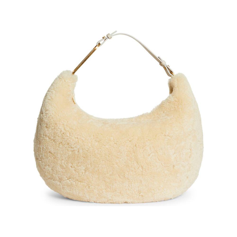 Off-White Cream Shearling Wool Chic Shoulder Bag Off-White