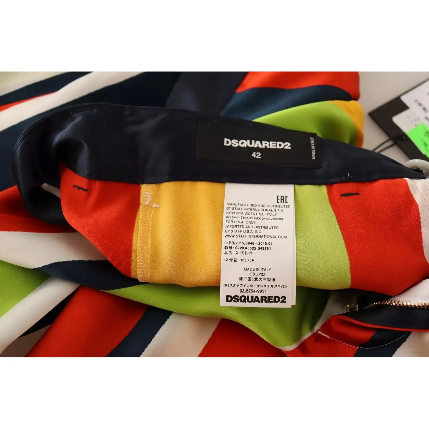 Dsquared² Multicolor Striped Mid Waist Straight Pants Dsquared²