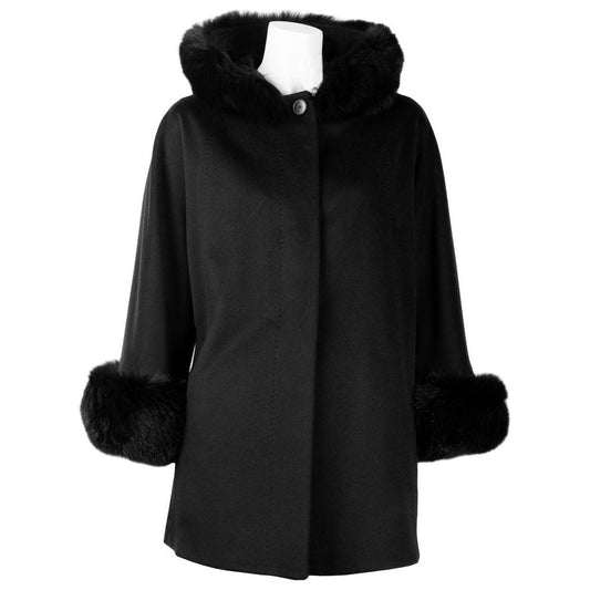 Made in Italy Black Wool Women Coat