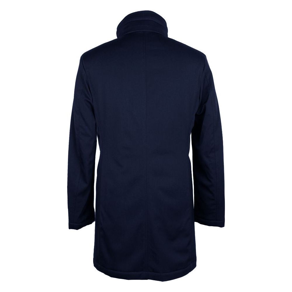 Made in Italy Elegant Blue Virgin Wool Storm System Coat