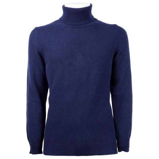 Emilio Romanelli Blue Cashmere Men Turtleneck Sweater Emilio Romanelli