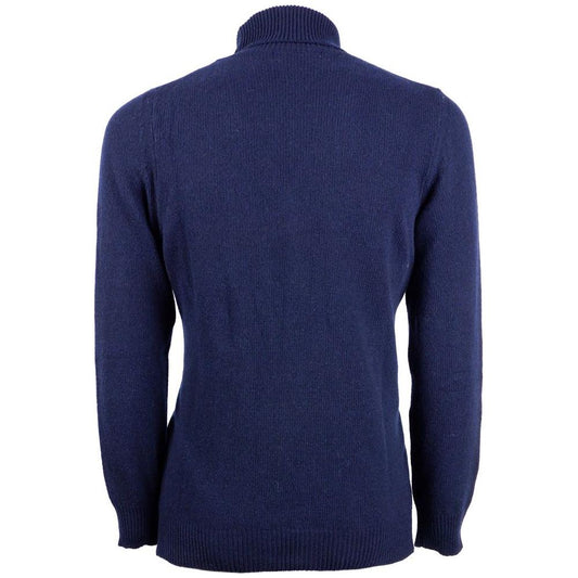 Emilio Romanelli Blue Cashmere Men Turtleneck Sweater Emilio Romanelli