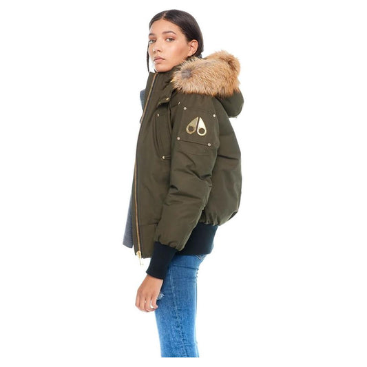 Moose Knuckles Exquisite Army Gold Debbie Bomber Jacket Moose Knuckles