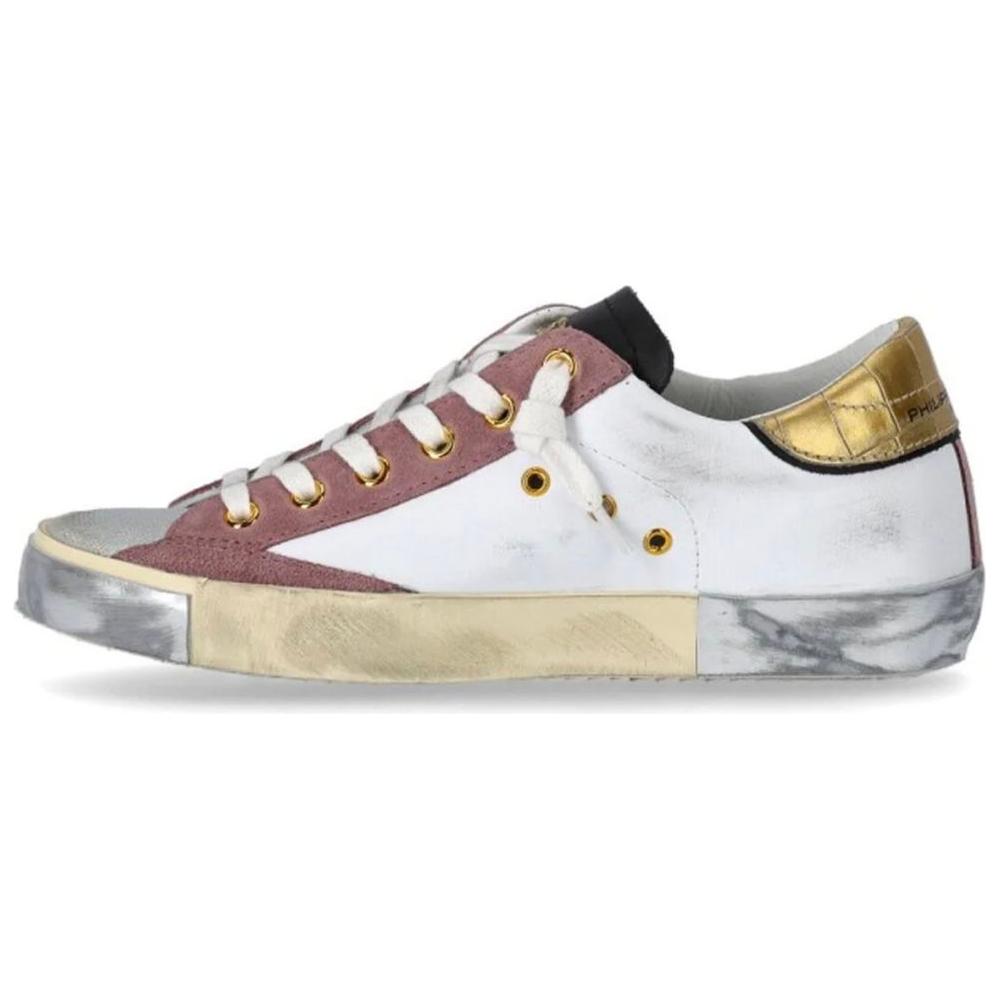 Philippe Model Elegant White Leather Sneakers with Suede Accents Philippe Model