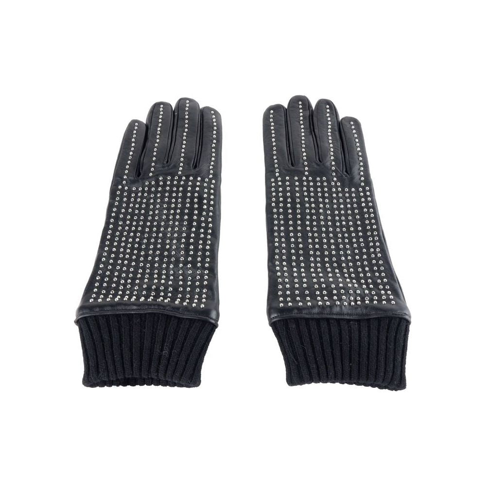 Cavalli Class Elegant Black Leather Gloves Cavalli Class